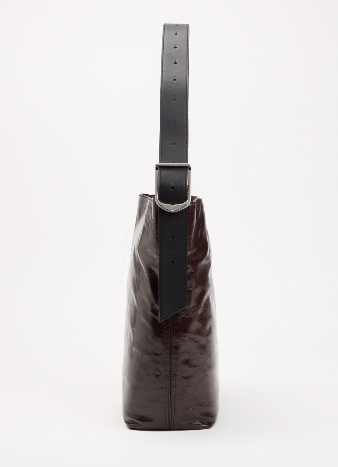 Zadig&Voltaire Jane Hobo Vintage Pantent schoudertas van leer met lakfinish - detail 2 donkerbruin