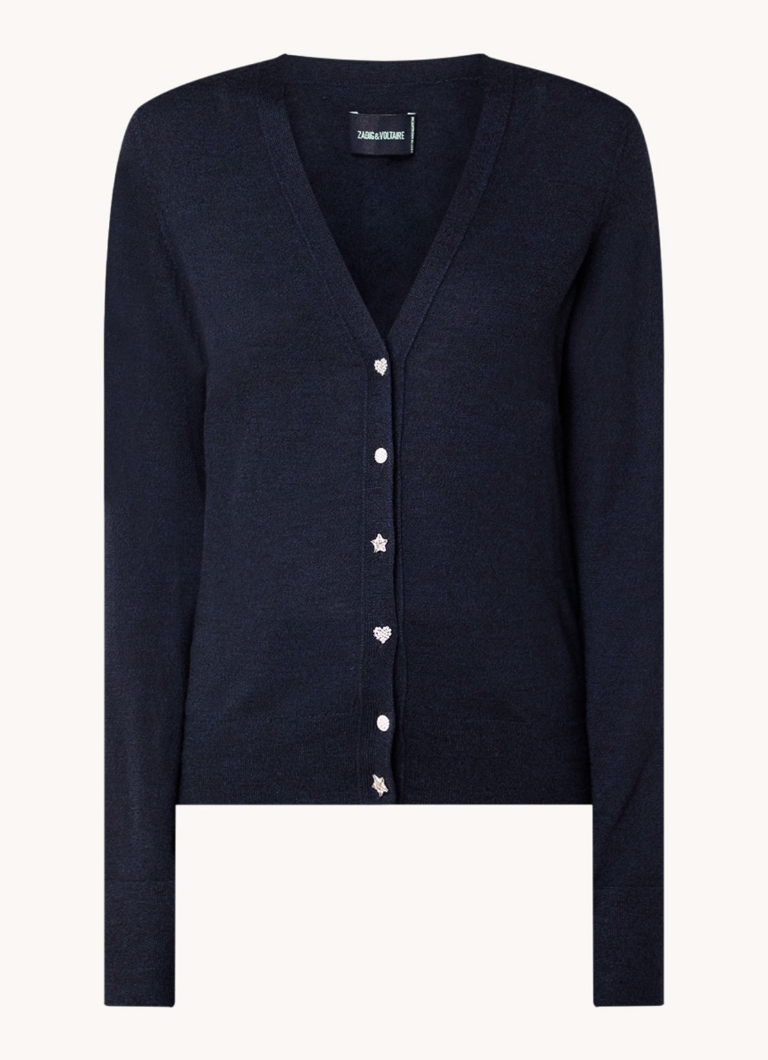 Zadig&Voltaire Jemma fijngebreid vest van merino wol - voorkant 4 donkerblauw