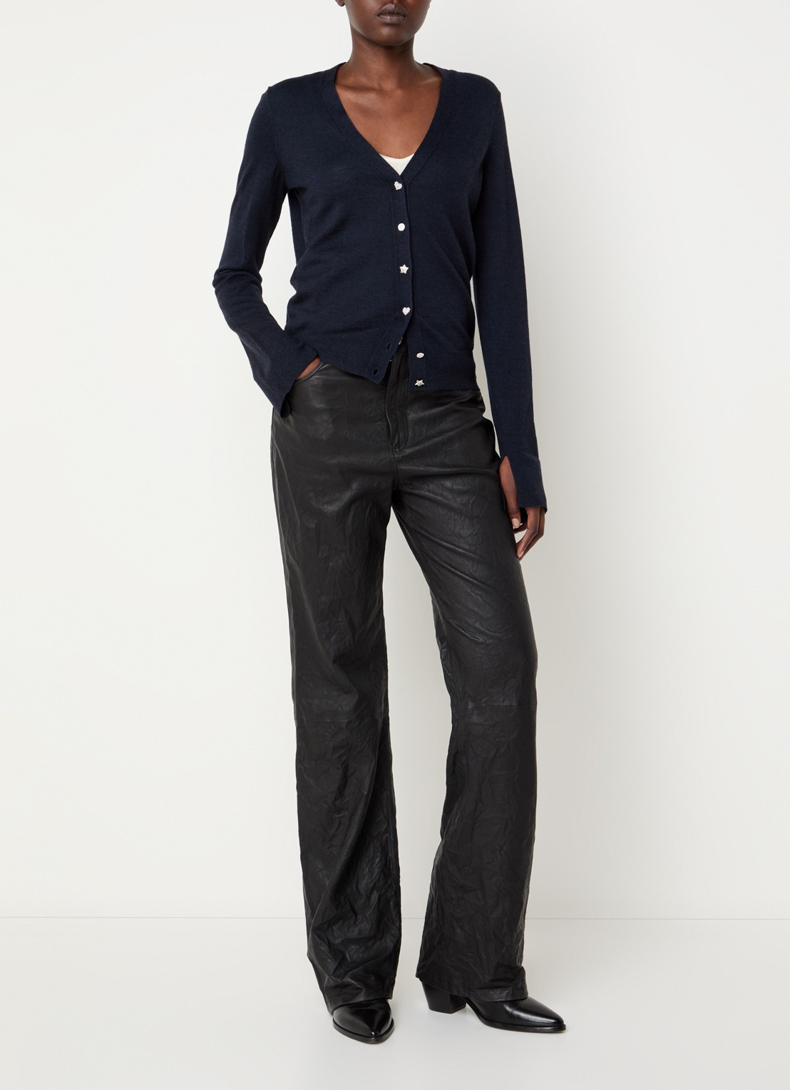 Zadig&Voltaire Jemma fijngebreid vest van merino wol - voorkant 5 donkerblauw