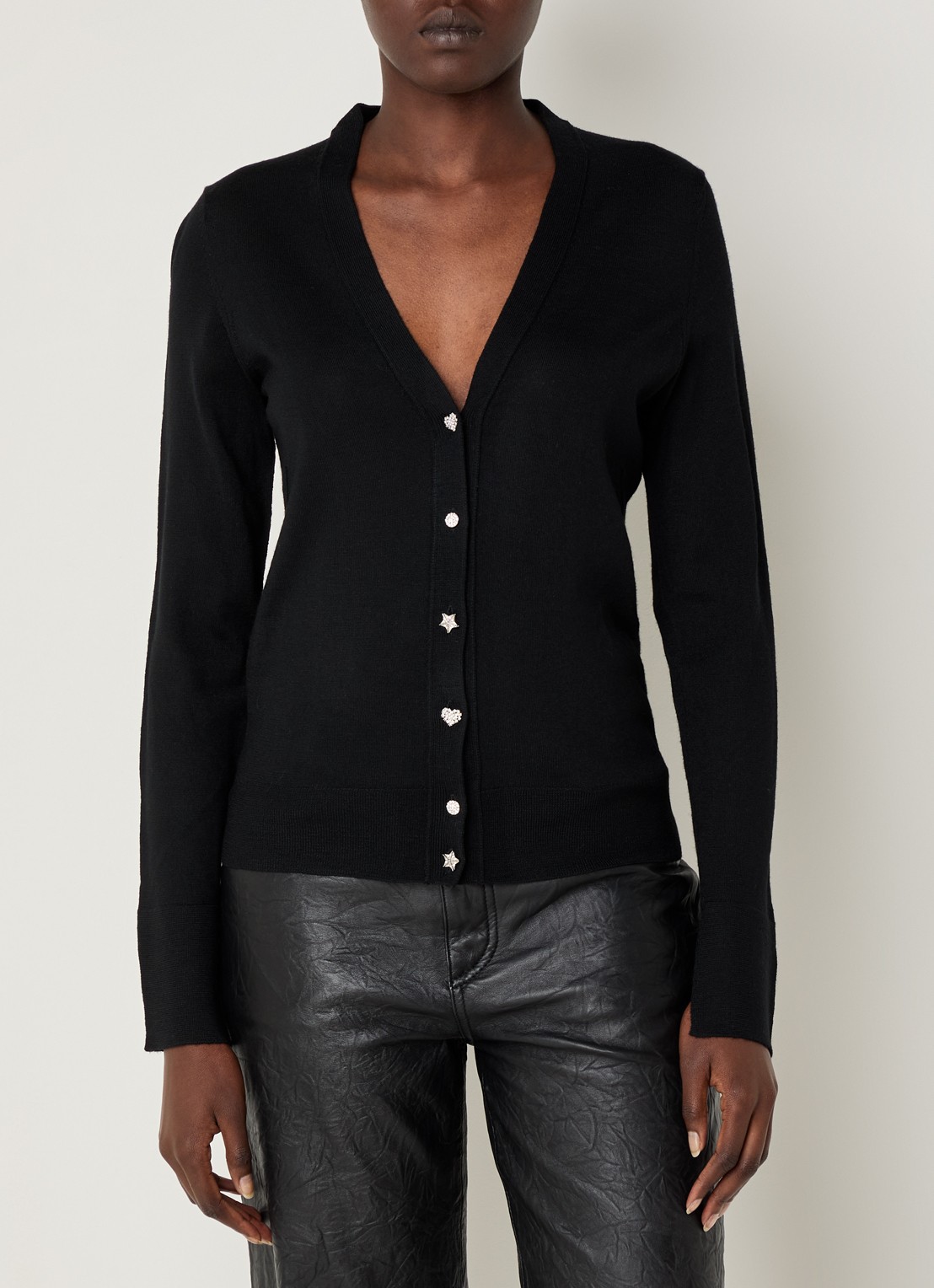Zadig&Voltaire Jemma fijngebreid vest van merino wol - detail 4 zwart