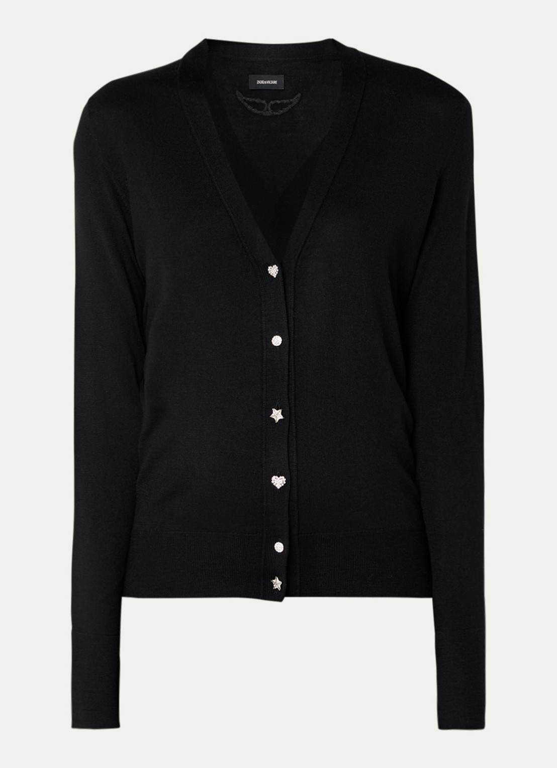 Zadig&Voltaire Jemma fijngebreid vest van merino wol - voorkant 2 zwart