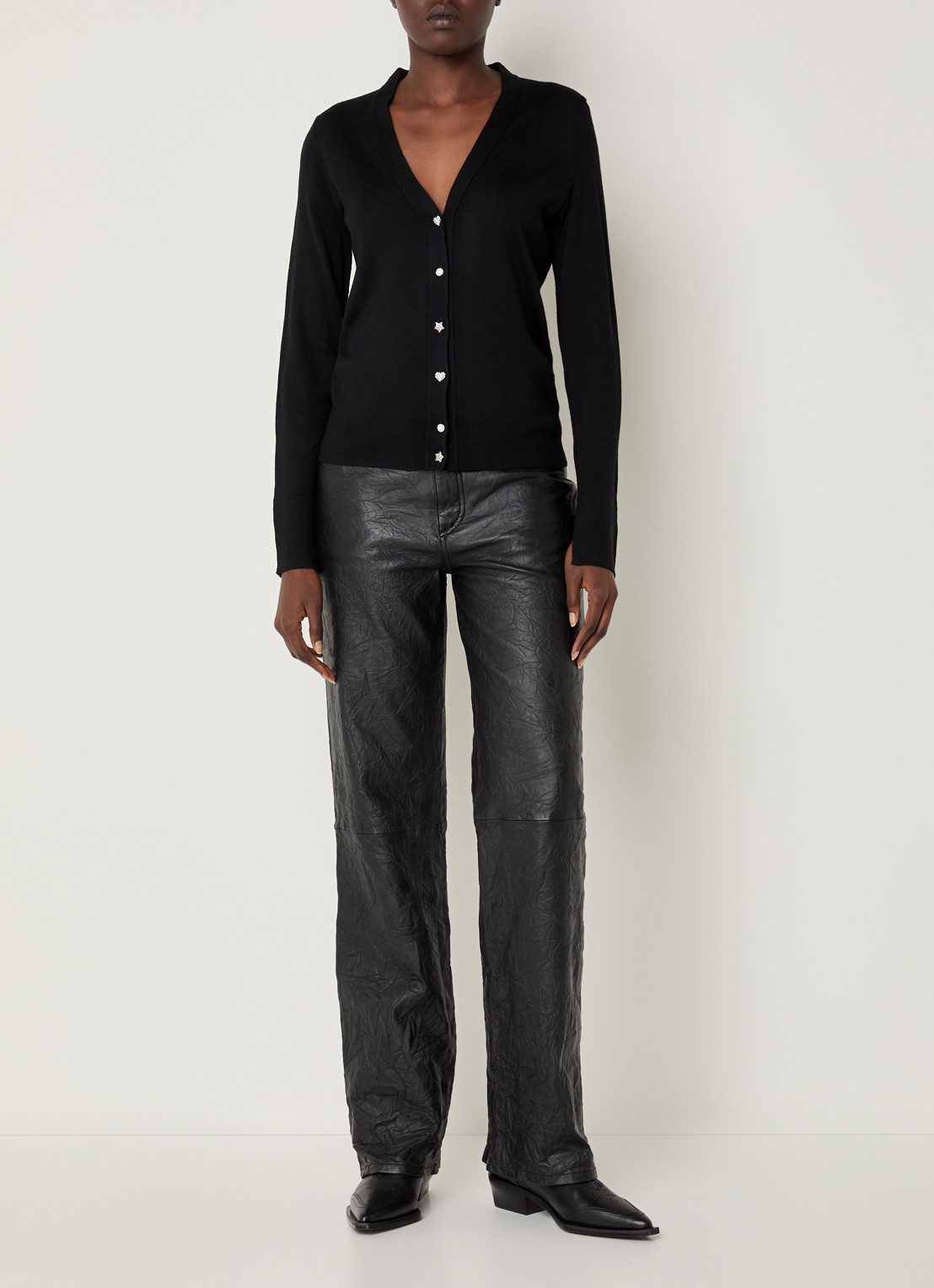 Zadig&Voltaire Jemma fijngebreid vest van merino wol - voorkant 3 zwart
