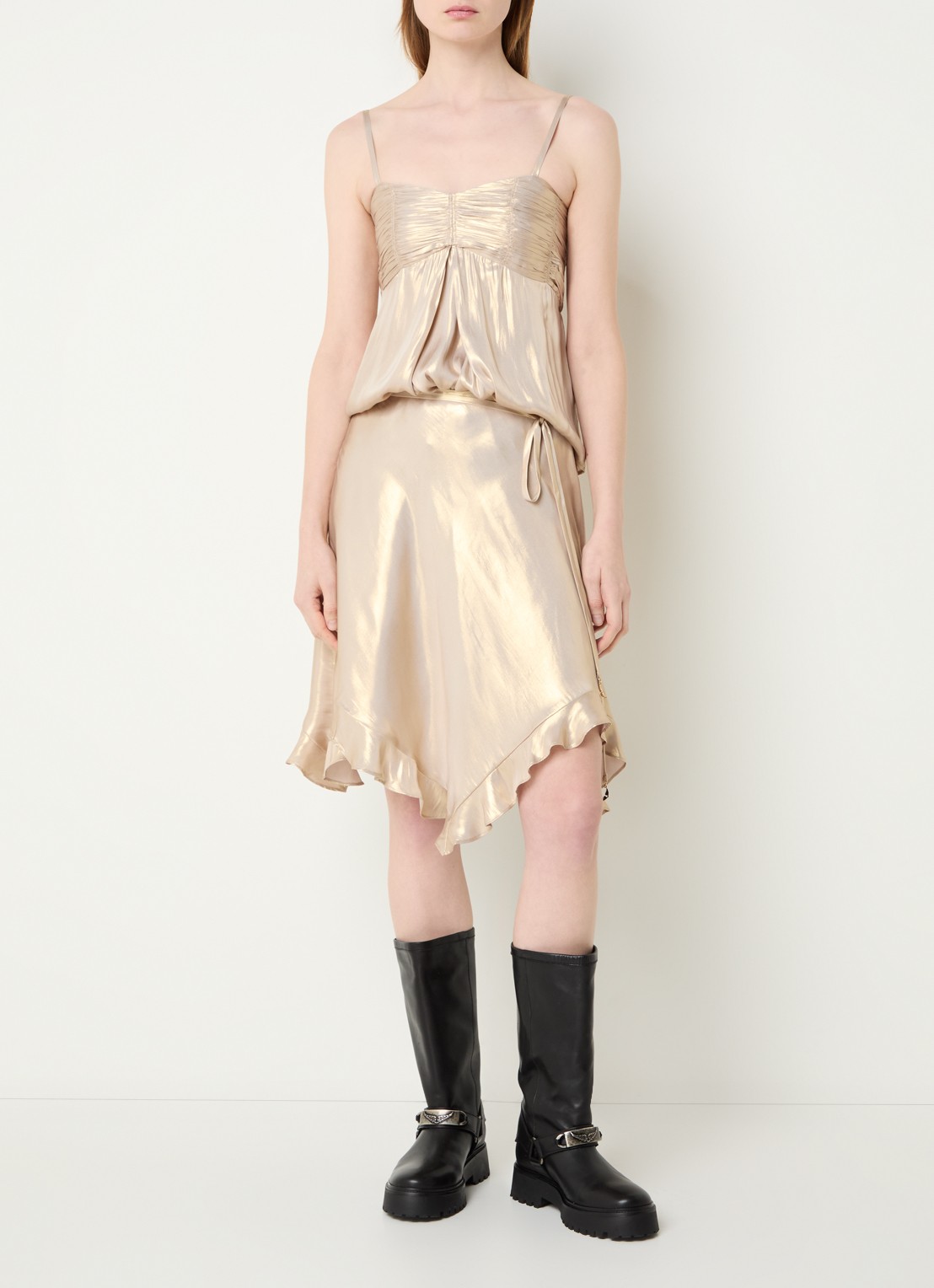 Zadig&Voltaire Jetos minirok met strikceintuur - voorkant 2 goud
