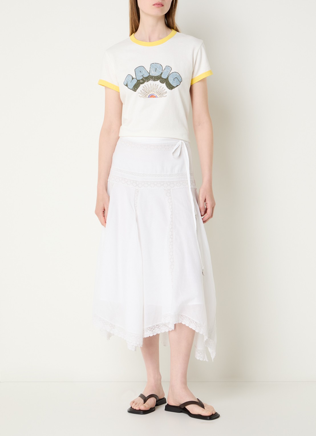 Zadig&Voltaire Jetro midi rok met broderie - voorkant 2 wit