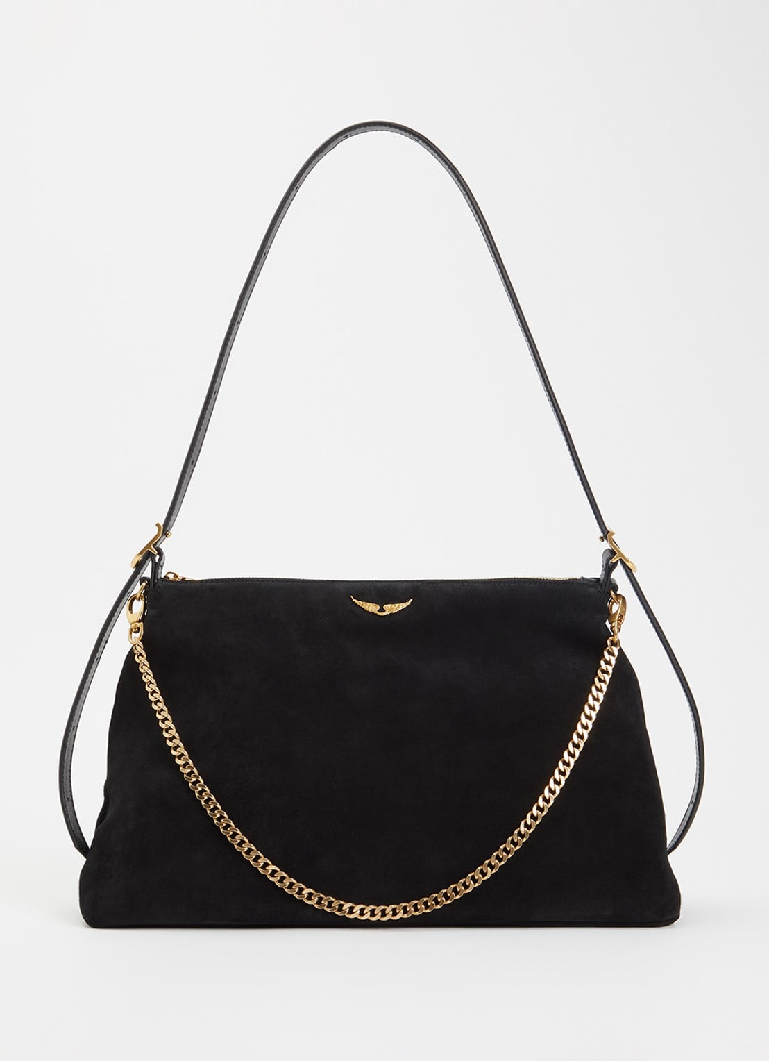 Zadig&Voltaire Jim schoudertas van suède - voorkant 2 zwart