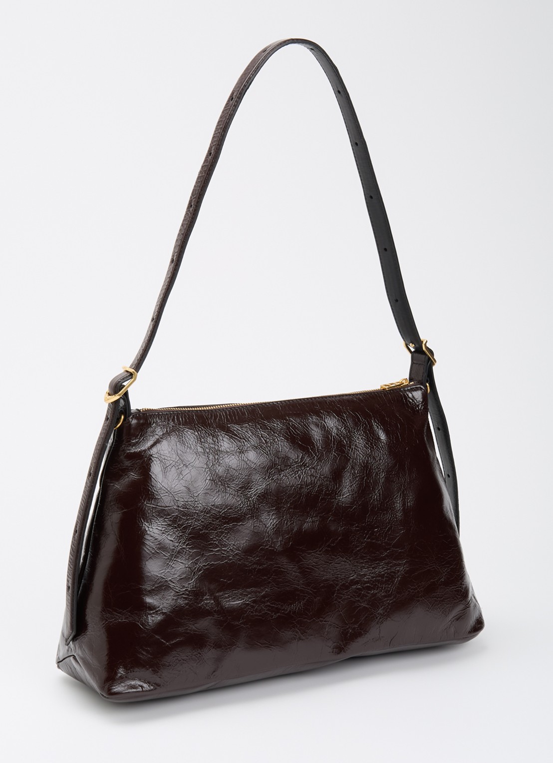 Zadig&Voltaire Jim Vintage Patent schoudertas van leer met afneembare schouderriem - achterkant 5 aubergine