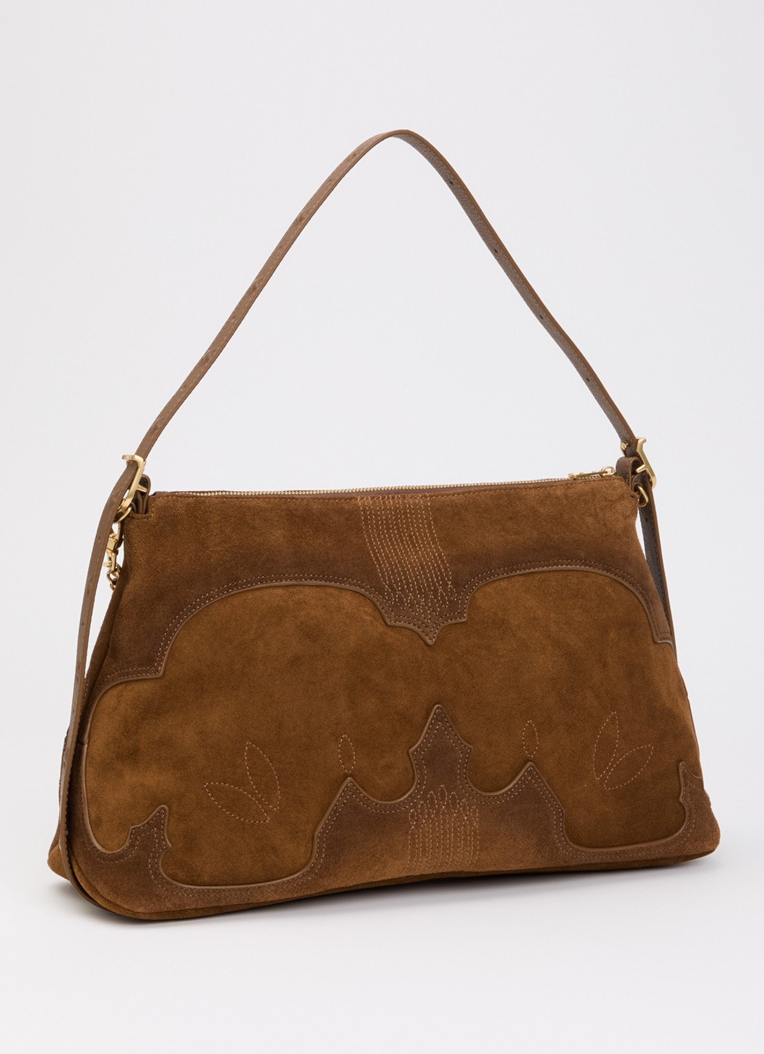 Zadig&Voltaire Jim Western crossbodytas van suède met verstelbare schouderriem - achterkant 4 cognac