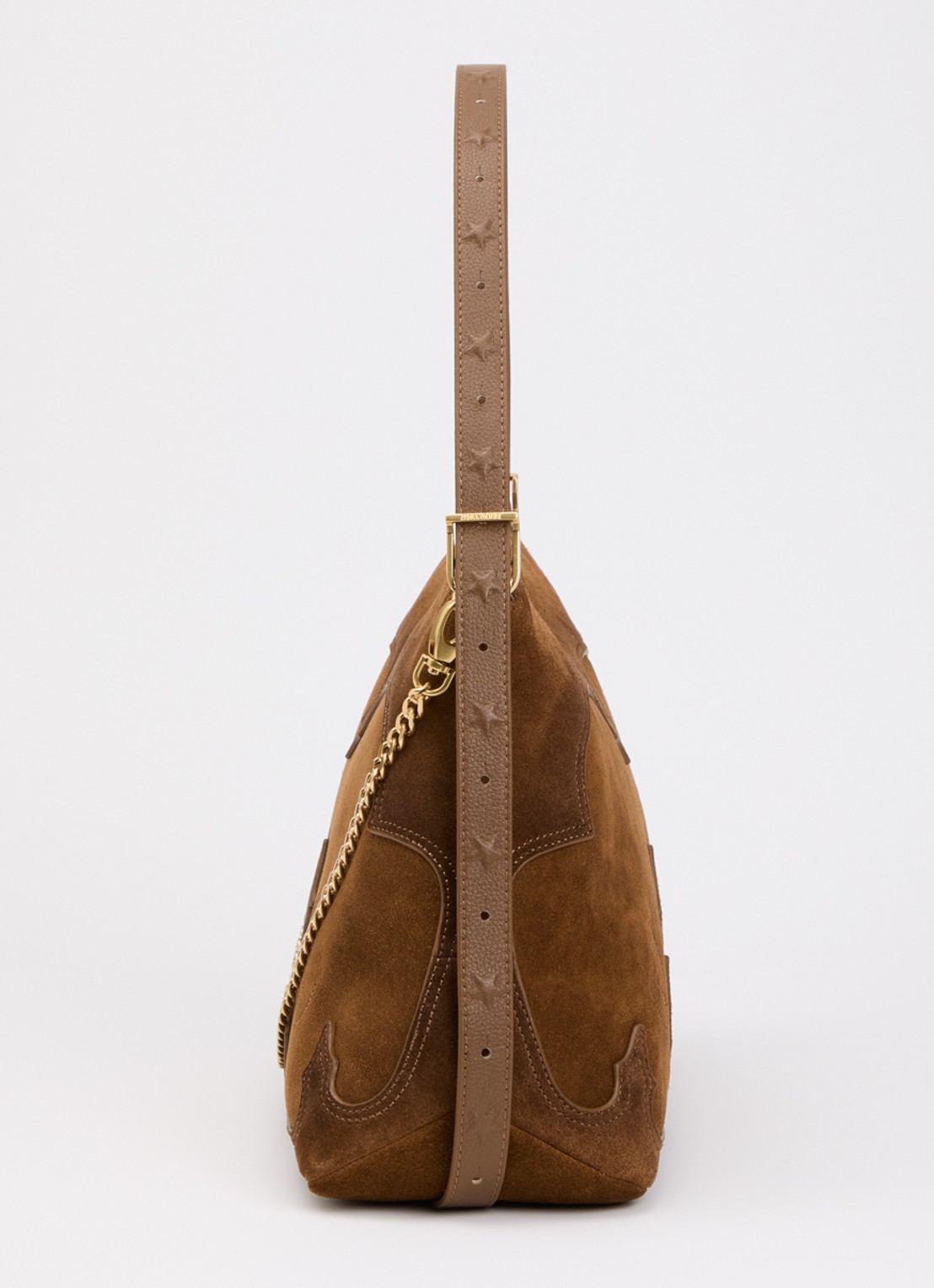 Zadig&Voltaire Jim Western crossbodytas van suède met verstelbare schouderriem - detail 2 cognac