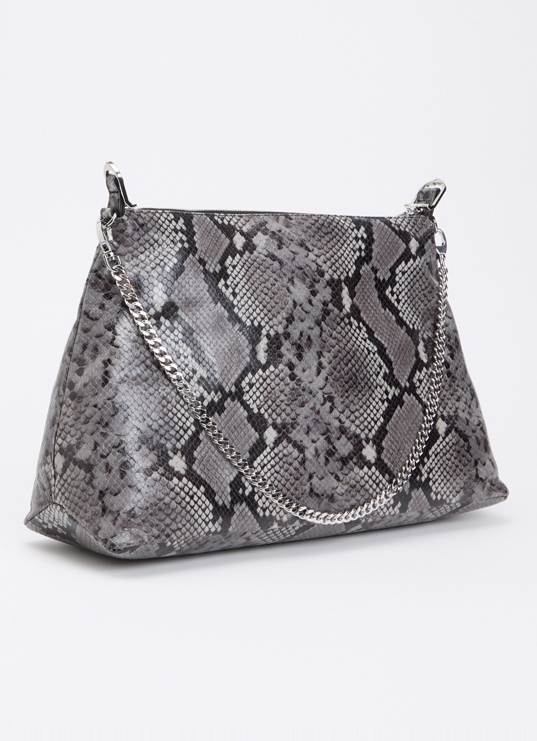 Zadig&Voltaire Jim Wild schoudertas van leer met slangenprint - achterkant donkergrijs