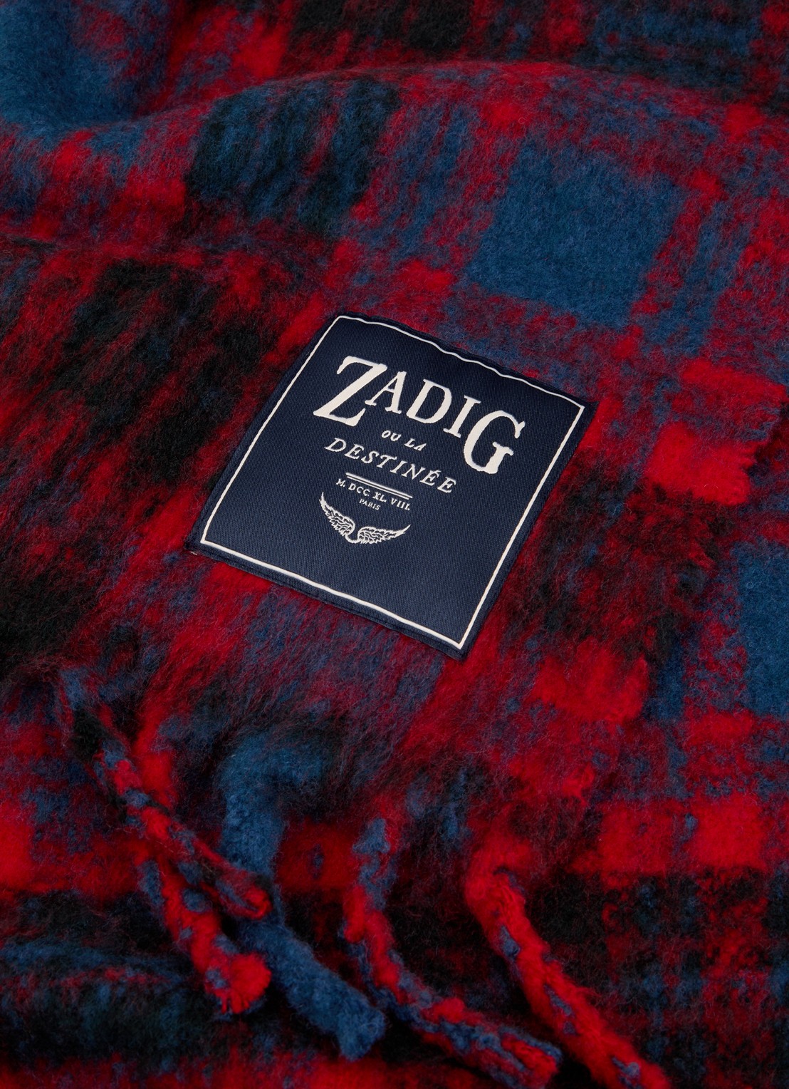 Zadig&Voltaire Joan Tartan sjaal in wolblend 190 x 56 cm  - detail 2 blauw