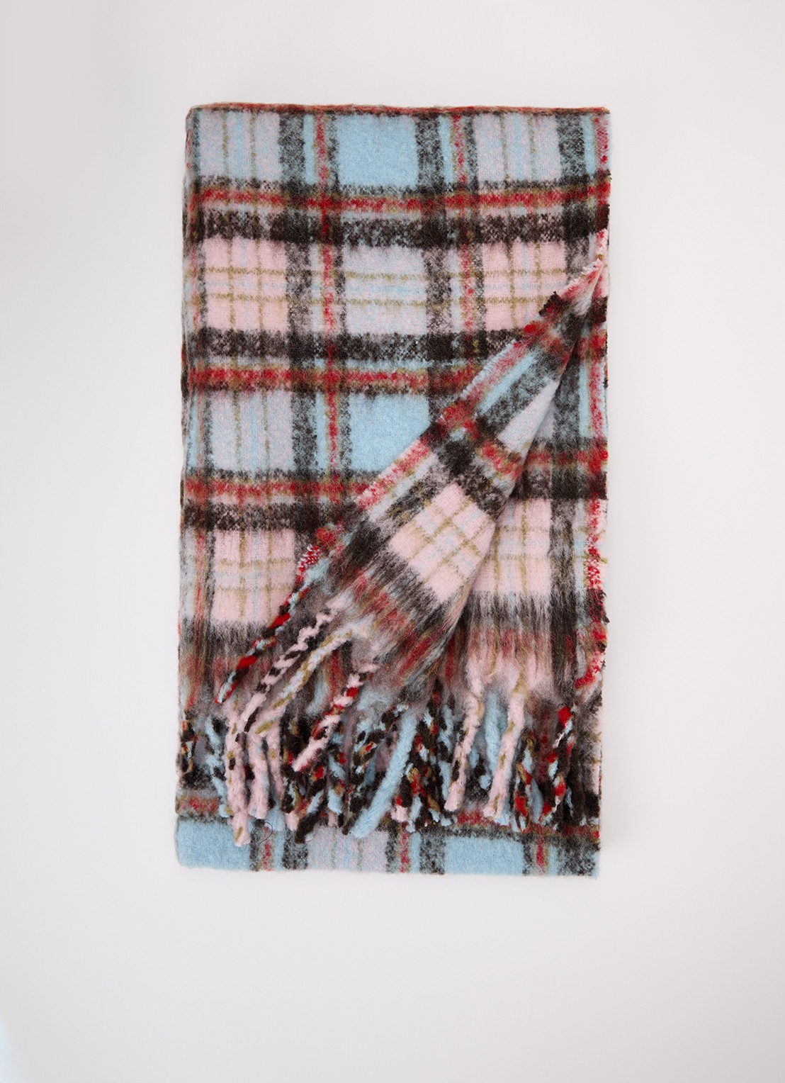 Zadig&Voltaire Joan Tartan sjaal in wolblend 190 x 56 cm  - voorkant 3 roze