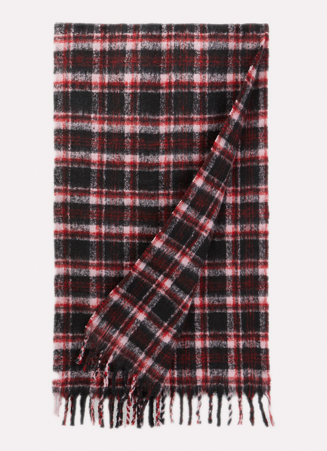 Zadig&Voltaire Joan Tartan sjaal in wolblend 190 x 56 cm  - detail rood