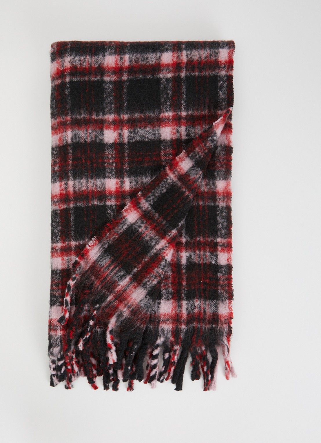 Zadig&Voltaire Joan Tartan sjaal in wolblend 190 x 56 cm  - voorkant 3 rood