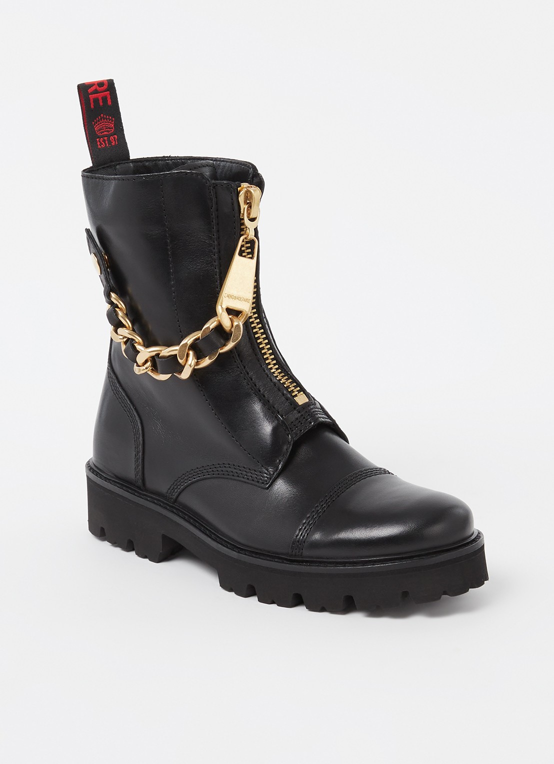 Zadig&Voltaire Joe Cecilia biker boot van leer - voorkant zwart