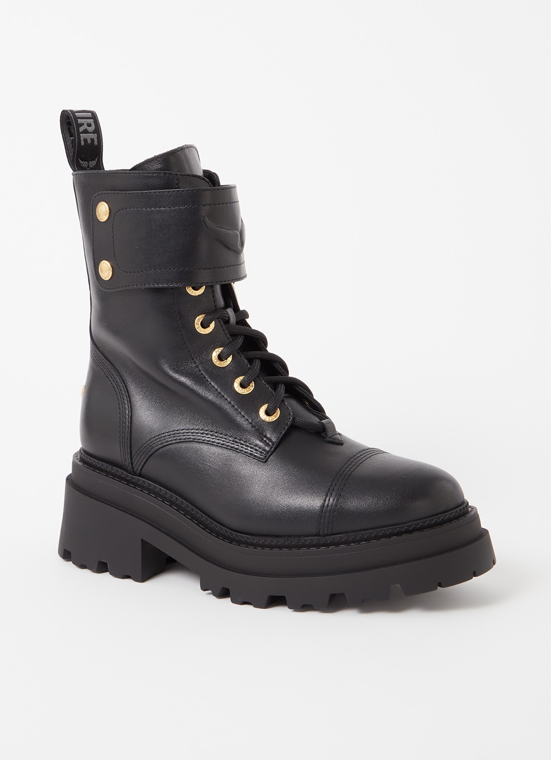 Zadig&Voltaire Joe Ride biker boot van leer - voorkant zwart