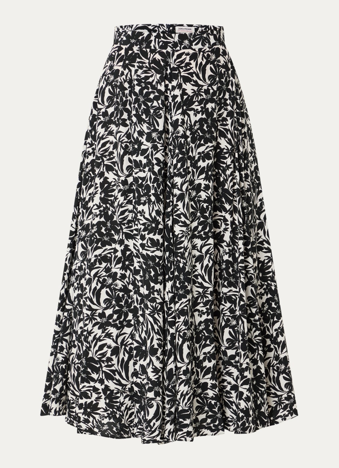 Zadig&Voltaire Joyo maxi A-lijn rok met print en steekzakken - voorkant zwart