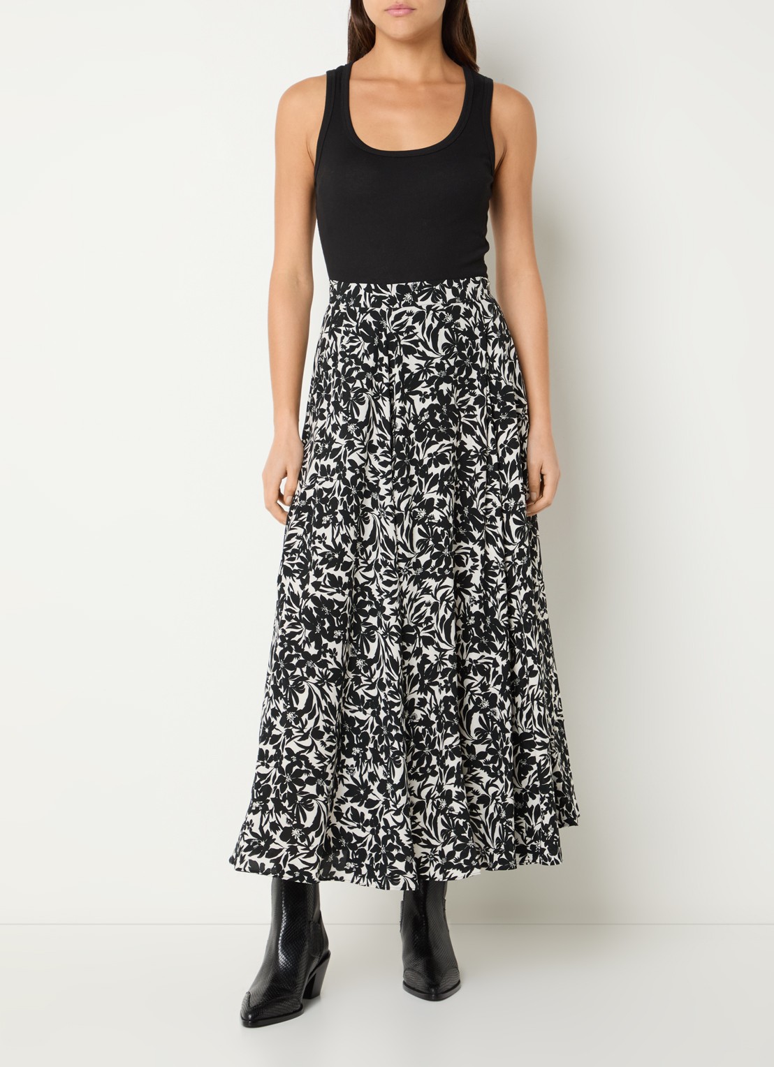 Zadig&Voltaire Joyo maxi A-lijn rok met print en steekzakken - voorkant 2 zwart