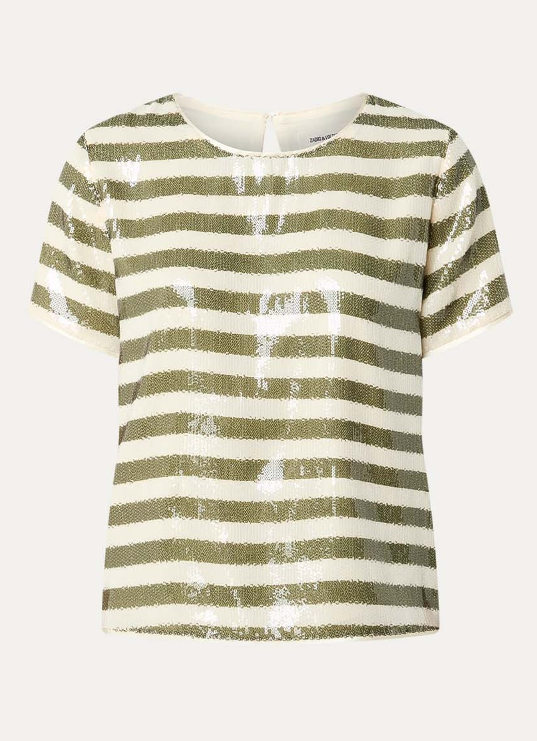 Zadig&Voltaire Judo top met pailletten en pofmouw - voorkant 3 mosgroen
