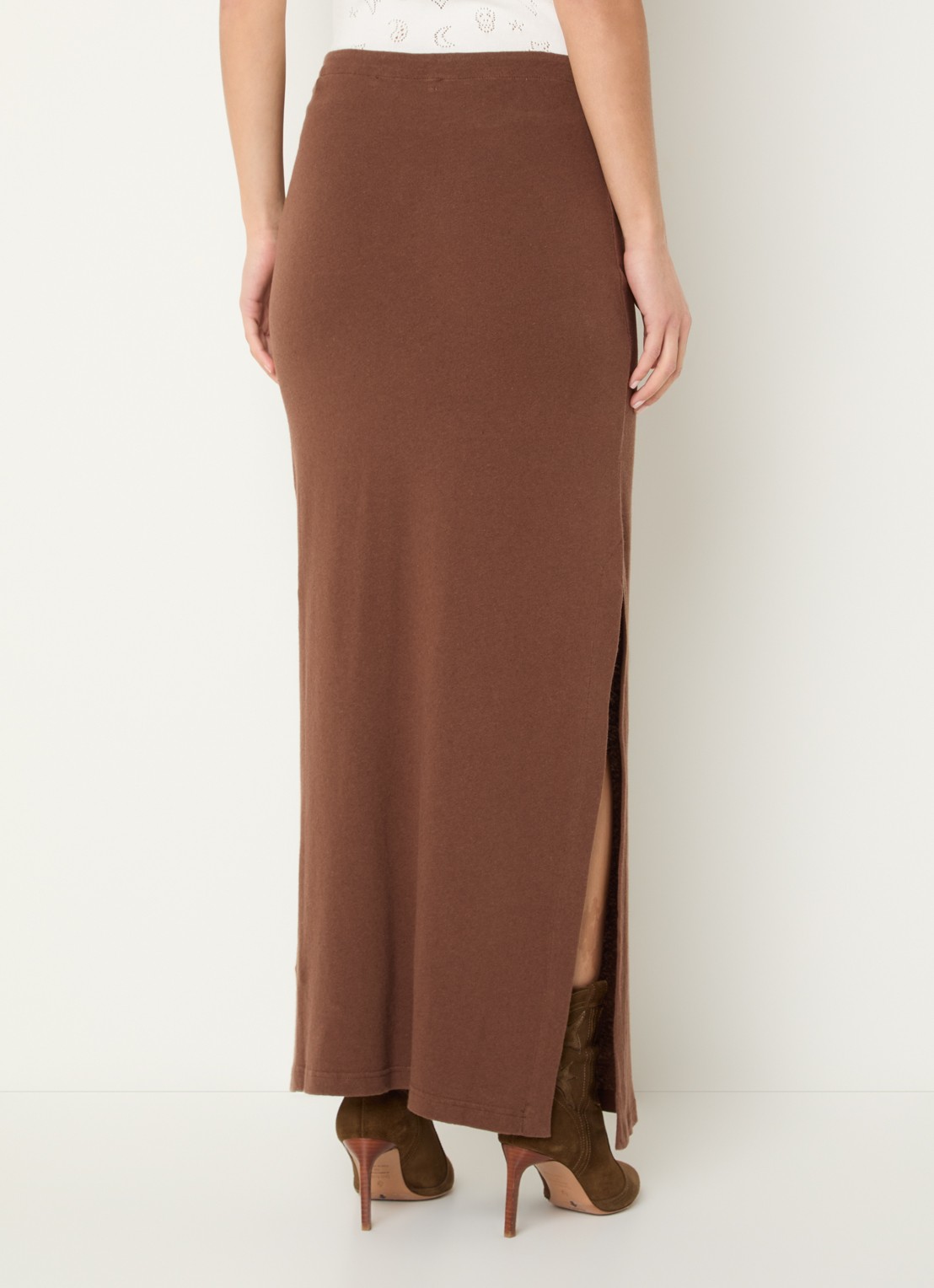 Zadig&Voltaire Juno maxi kokerrok in linnenblend - achterkant 2 bruin