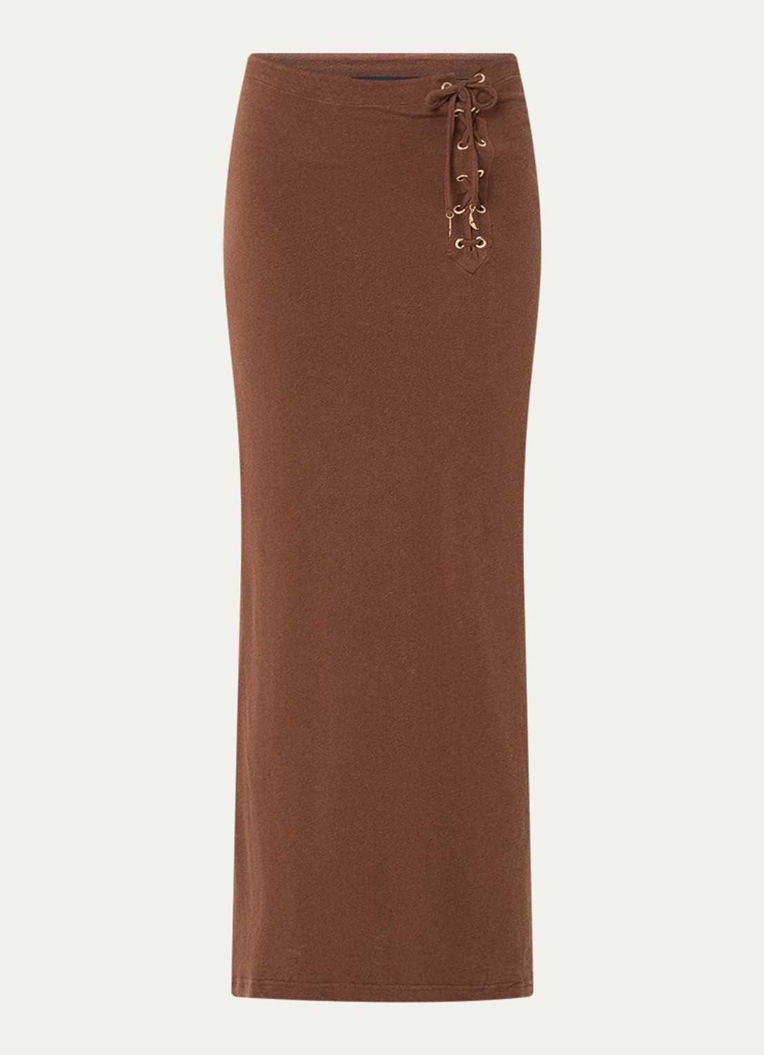 Zadig&Voltaire Juno maxi kokerrok in linnenblend - voorkant 3 bruin