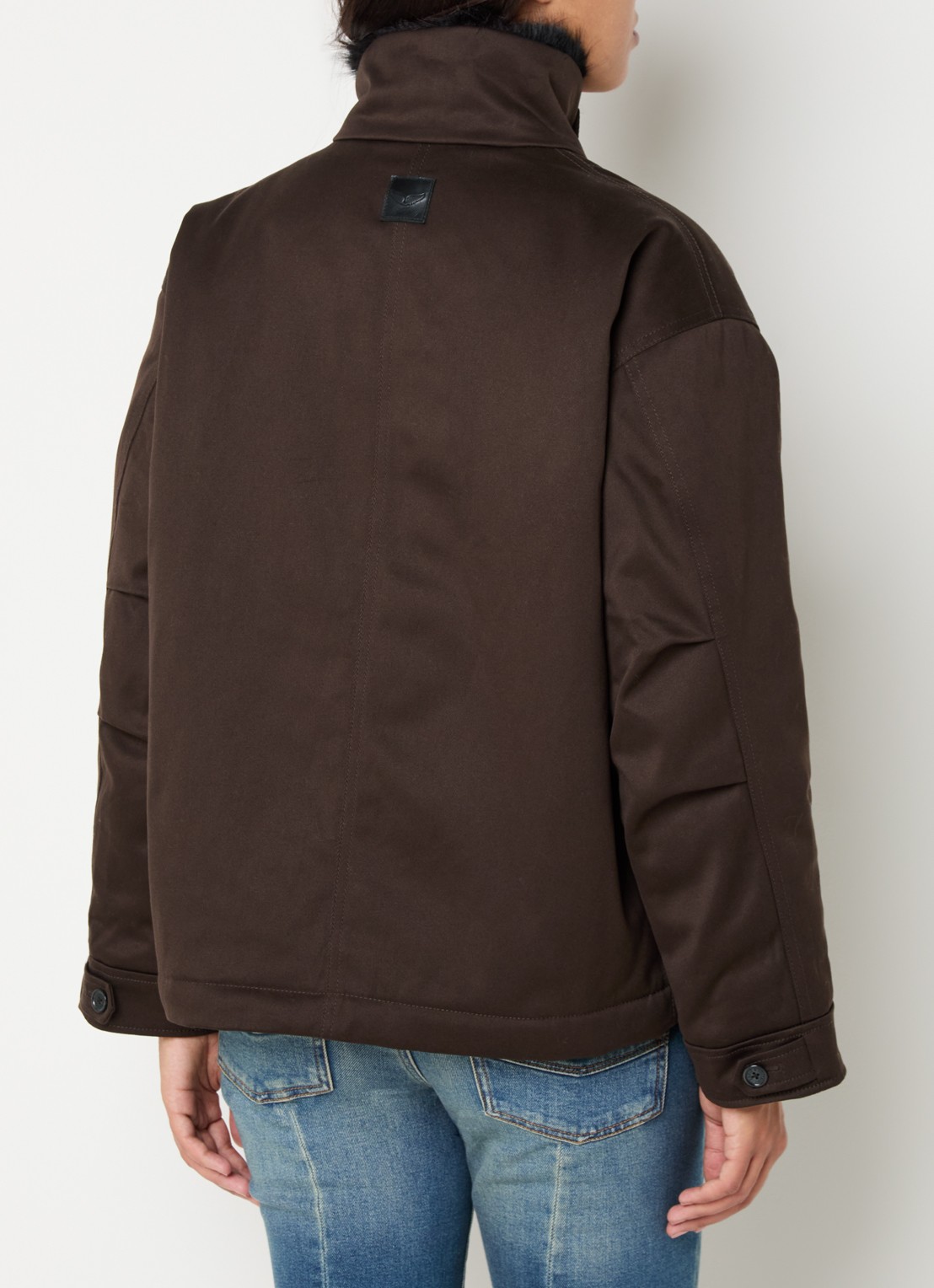 Zadig&Voltaire Kadris parka met imitatiebont en steekzakken - achterkant donkerbruin
