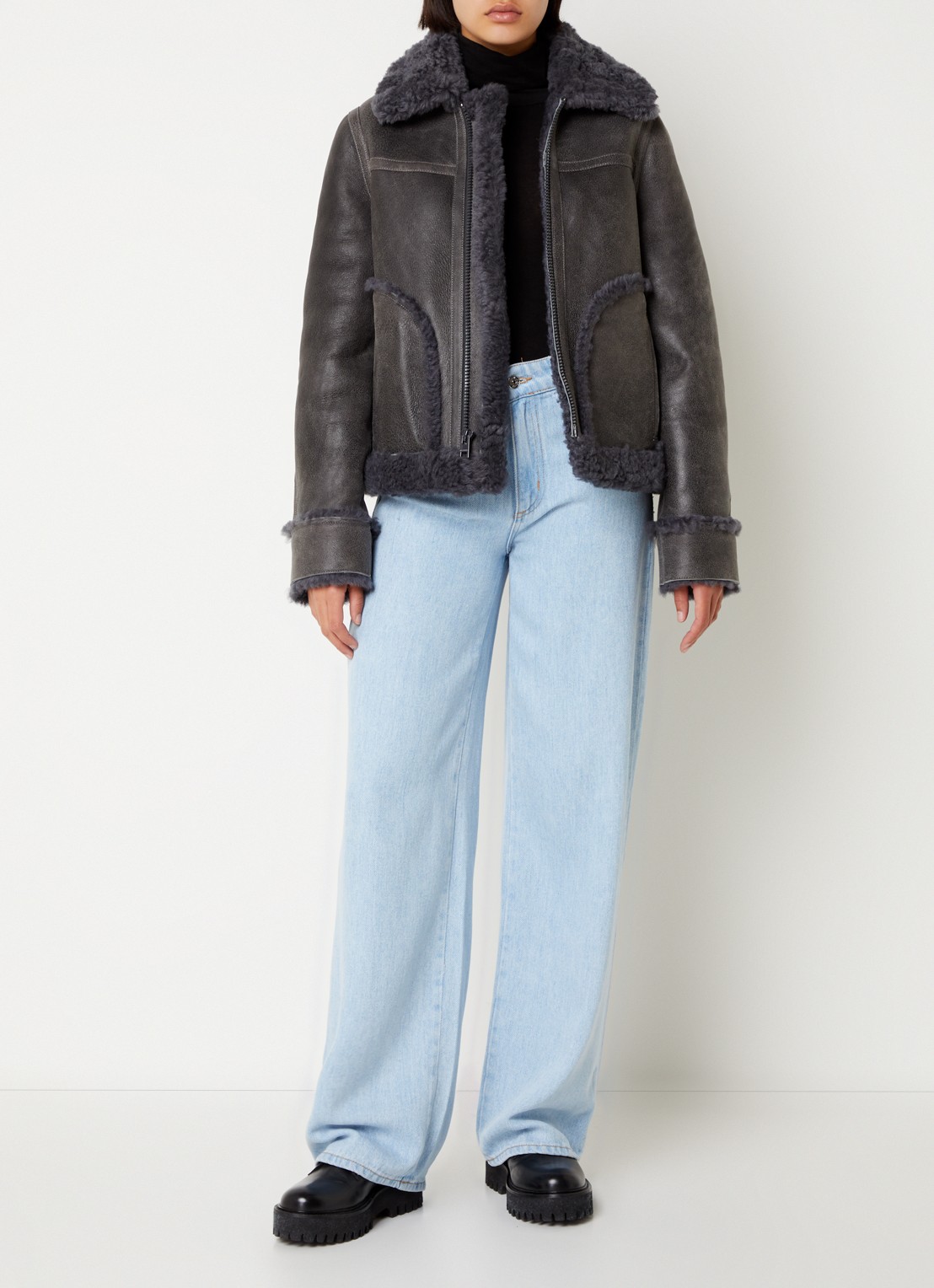 Zadig&Voltaire Kady lammy coat van lamsleer - voorkant 4 antraciet