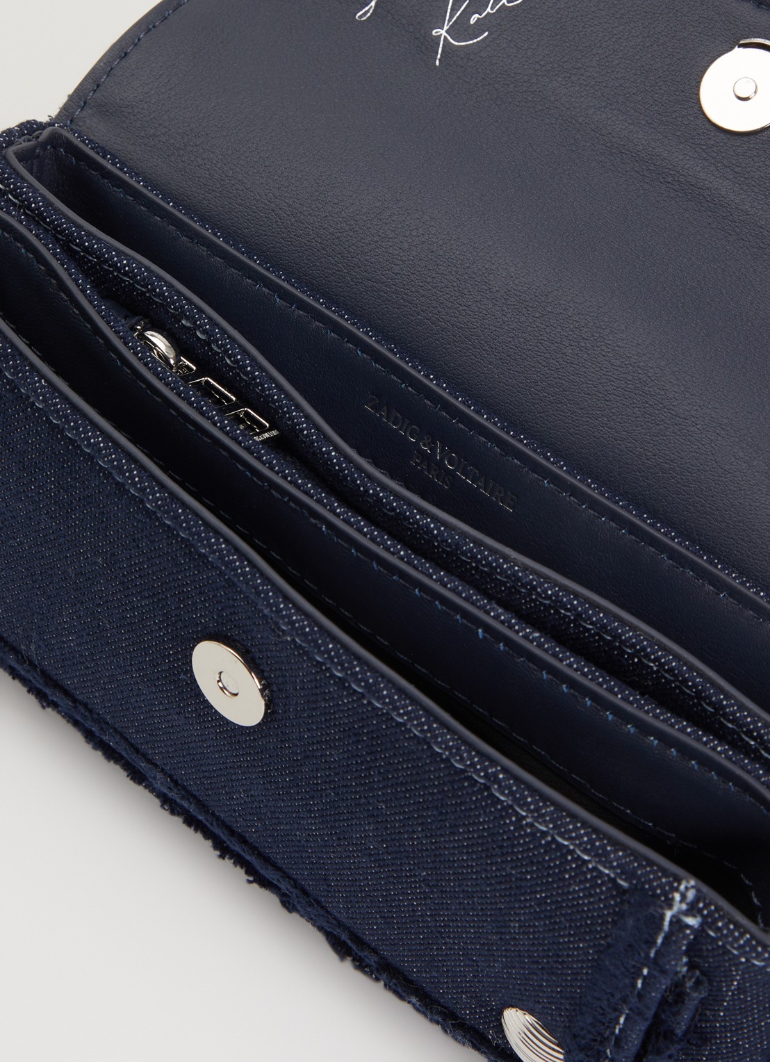 Zadig&Voltaire Kate clutch van denim met afneembare schouderriem - detail 2 indigo