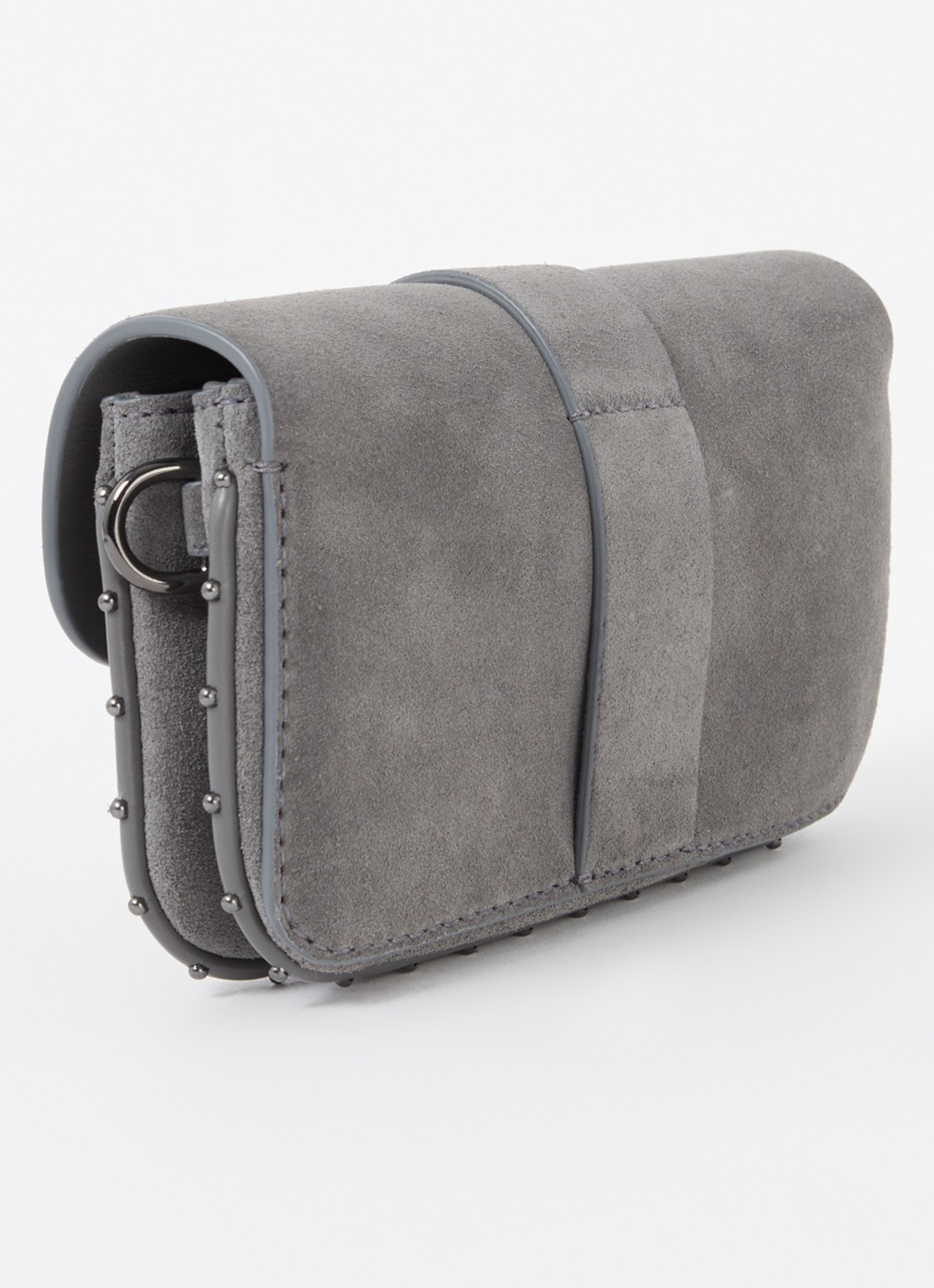 Zadig&Voltaire Kate clutch van kalfssuède met afneembare schouderriem - achterkant grijs