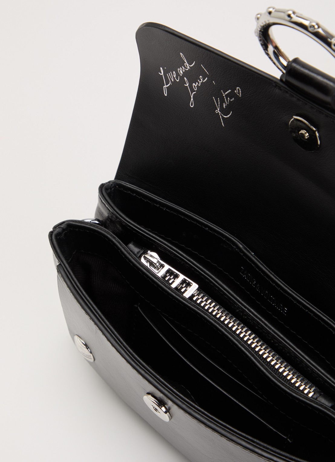 Zadig&Voltaire Kate clutch van leer met afneembare schouderriem - detail 2 zwart