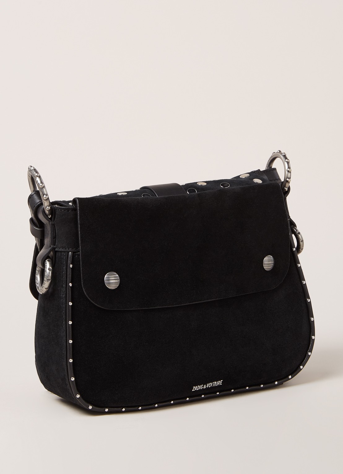 Zadig&Voltaire Kate crossbodytas van kalfssuède met studs - detail 6 zwart