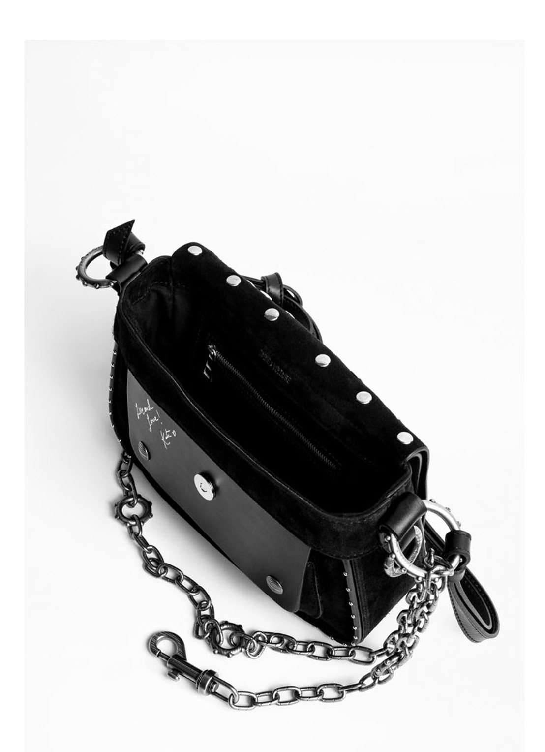 Zadig&Voltaire Kate crossbodytas van kalfssuède met studs - detail 4 zwart