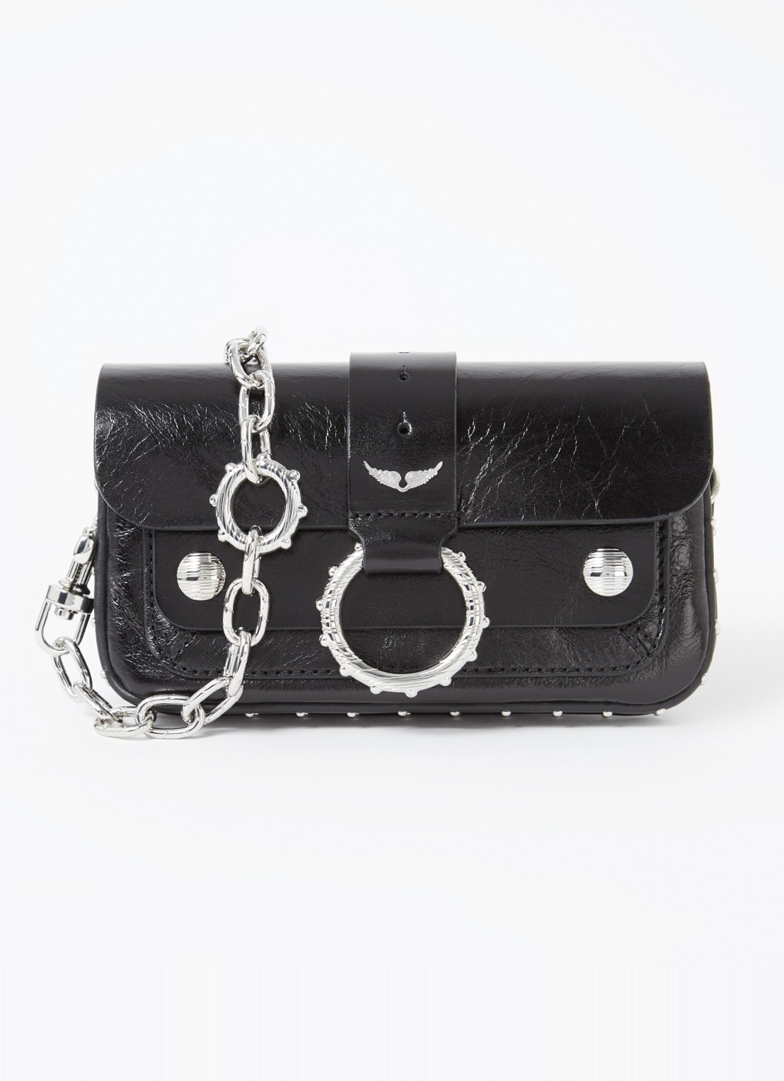 Zadig&Voltaire Kate crossbodytas van leer - voorkant 4 zwart