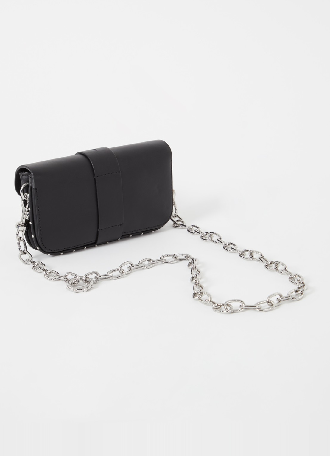 Zadig&Voltaire Kate Wallet clutch van kalfsleer met afneembare schouderriem - achterkant zwart