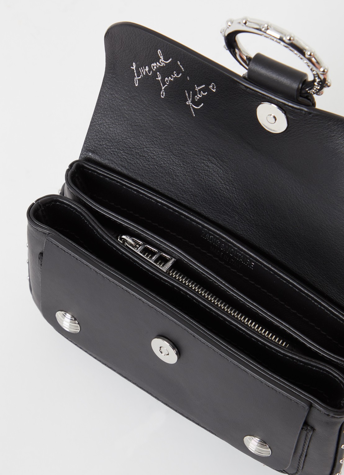 Zadig&Voltaire Kate Wallet clutch van kalfsleer met afneembare schouderriem - detail 3 zwart