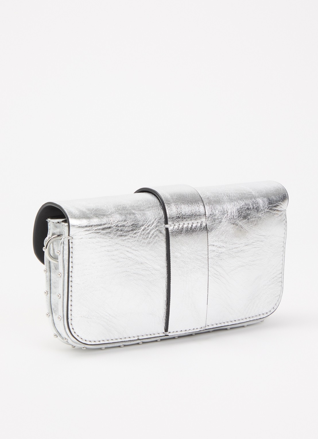 Zadig&Voltaire Kate Wallet clutch van kalfsleer met metallic finish - achterkant 5 zilver