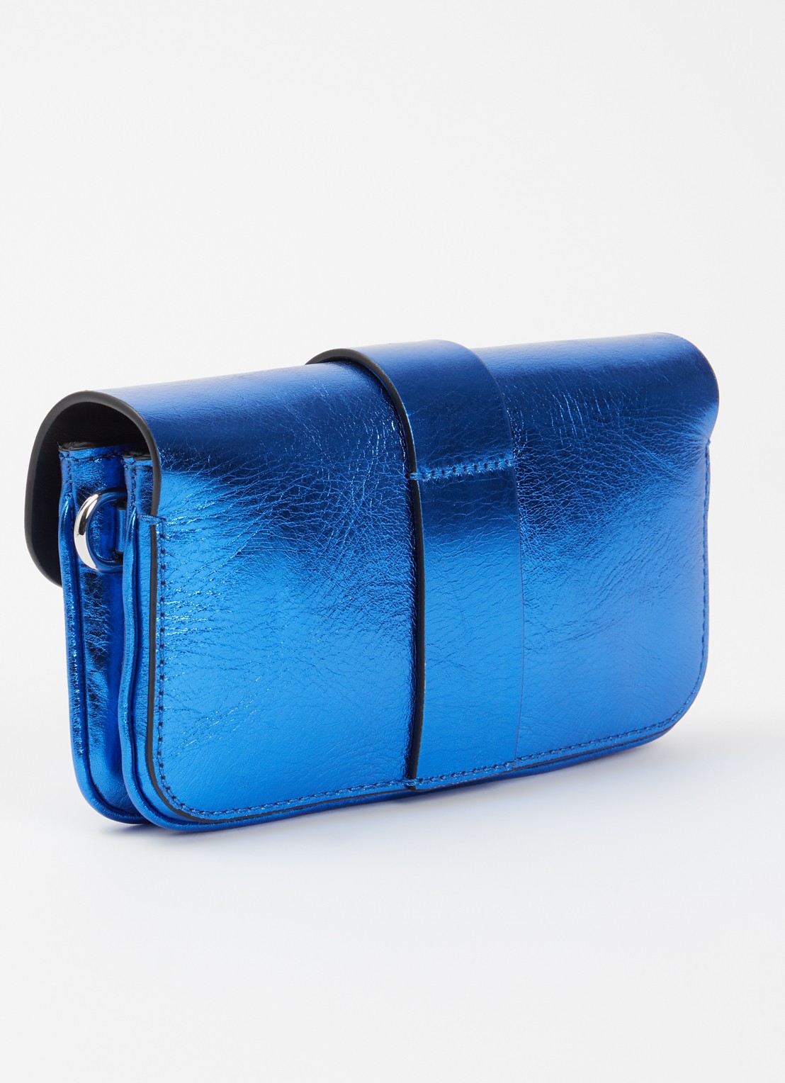 Zadig&Voltaire Kate Wallet clutch van kalfsleer met metallic finish - achterkant 3 kobaltblauw