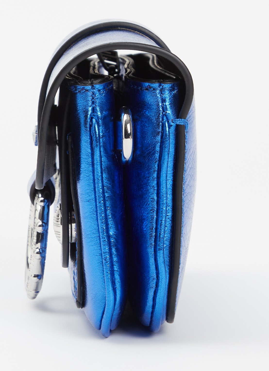 Zadig&Voltaire Kate Wallet clutch van kalfsleer met metallic finish - detail 2 kobaltblauw