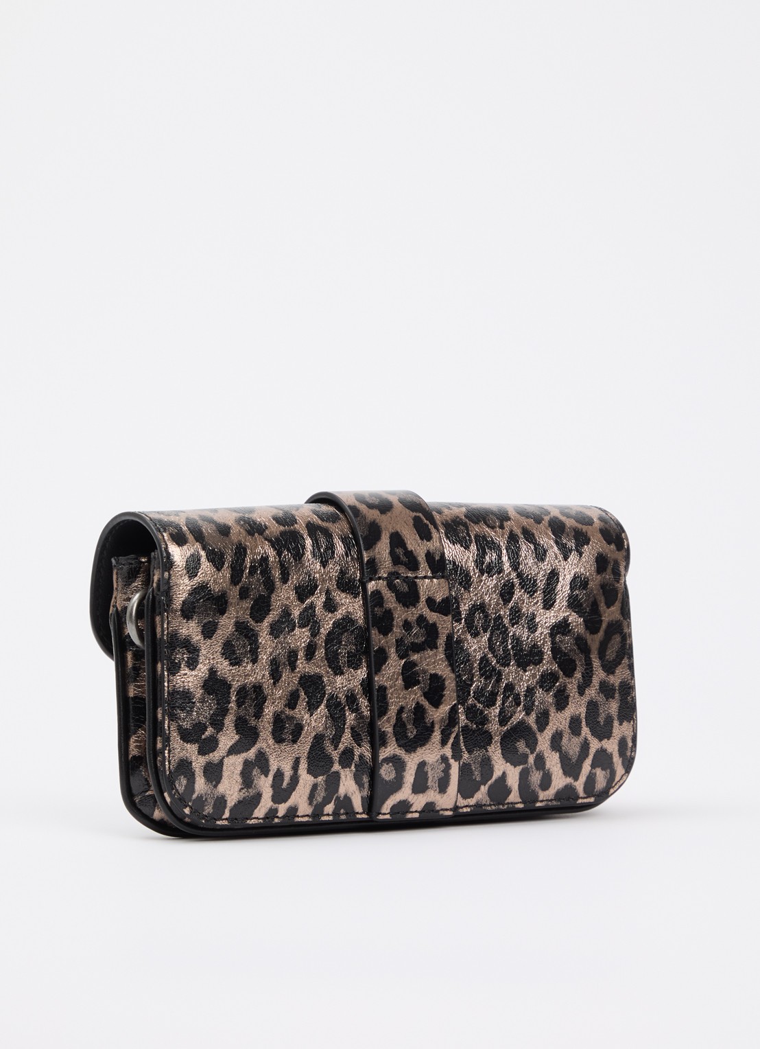 Zadig&Voltaire Kate Wallet clutch van leer met panterprint en metallic finish - achterkant 2 bruin