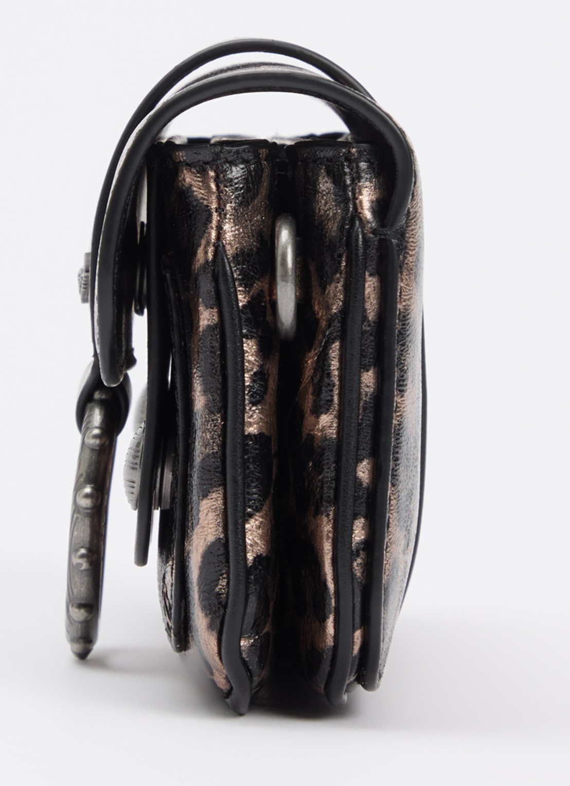 Zadig&Voltaire Kate Wallet clutch van leer met panterprint en metallic finish - detail 4 bruin