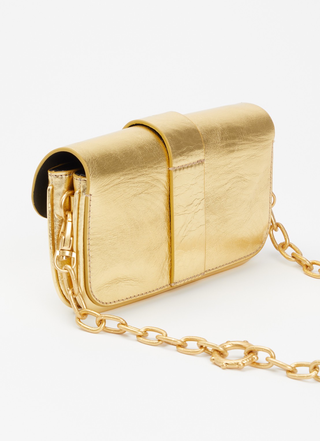 Zadig&Voltaire Kate Wallet Vintage Metal handtas van leer met afneembare schouderriem  - achterkant 5 goud