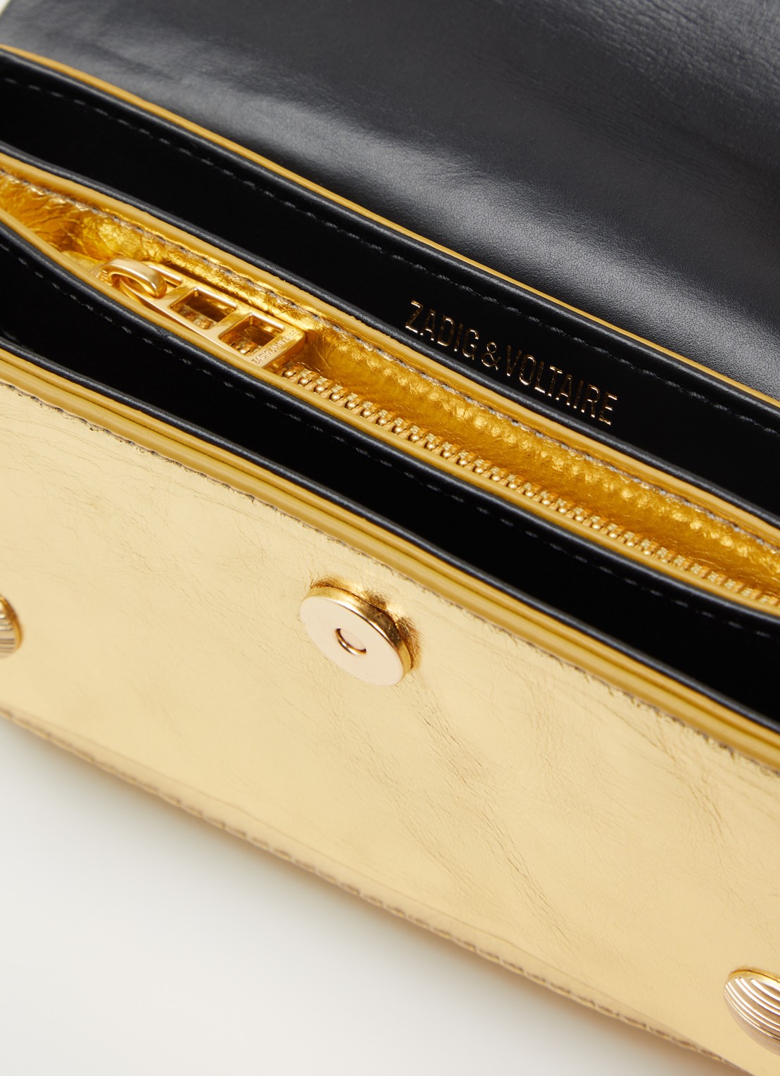 Zadig&Voltaire Kate Wallet Vintage Metal handtas van leer met afneembare schouderriem  - detail goud