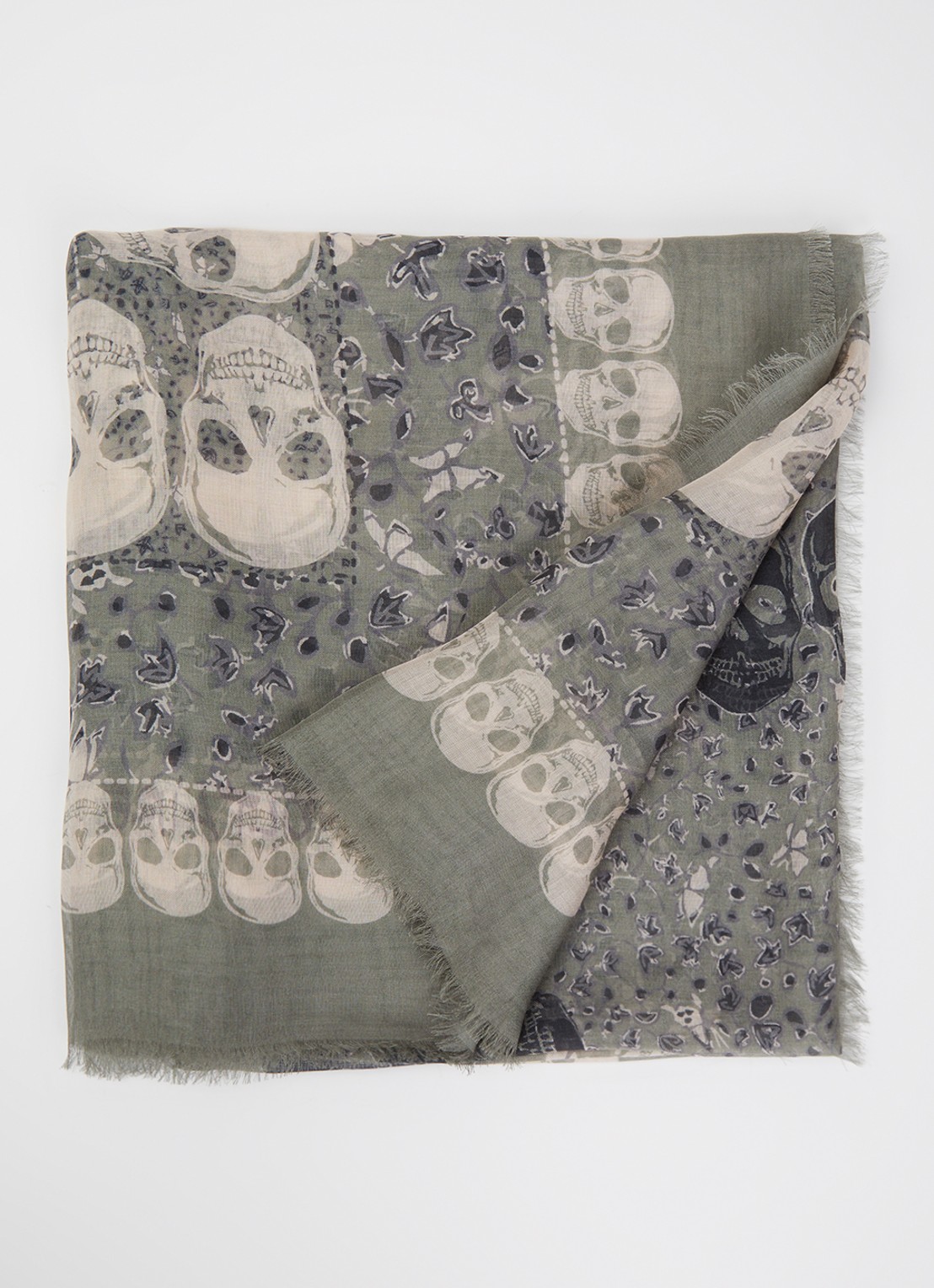 Zadig&Voltaire Kerry Garden sjaal met print 135 x 135 cm - voorkant 3 olijfgroen
