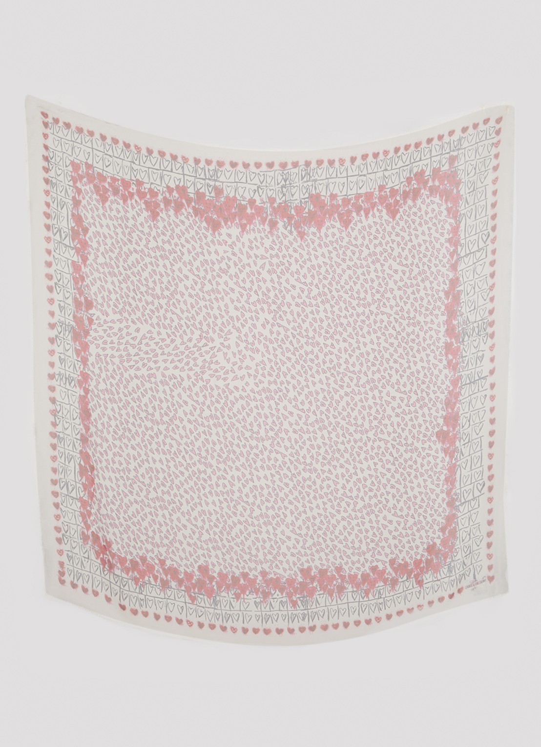 Zadig&Voltaire Kerry Hearts sjaal met print 135 x 135 cm - detail ivoor