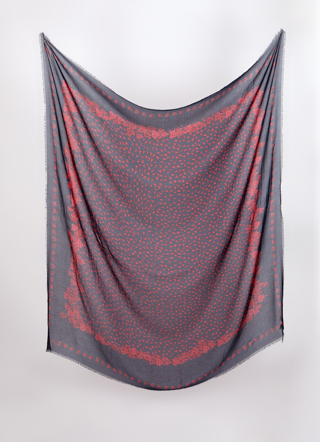 Zadig&Voltaire Kerry Hearts sjaal met print 135 x 135 cm - detail 2 donkerblauw