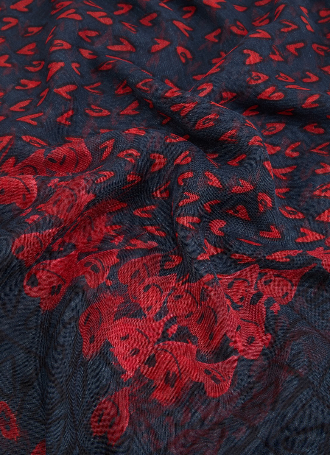 Zadig&Voltaire Kerry Hearts sjaal met print 135 x 135 cm - detail 3 donkerblauw