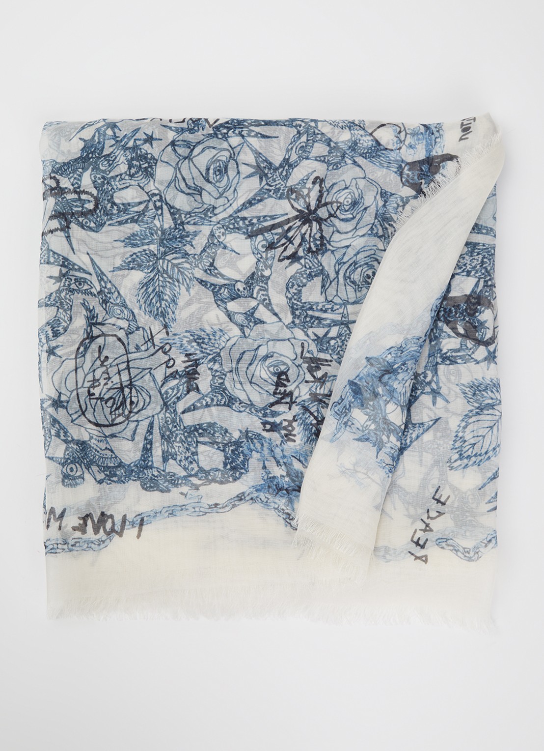 Zadig&Voltaire Kerry sjaal met print 135 x 135 cm - voorkant grijs