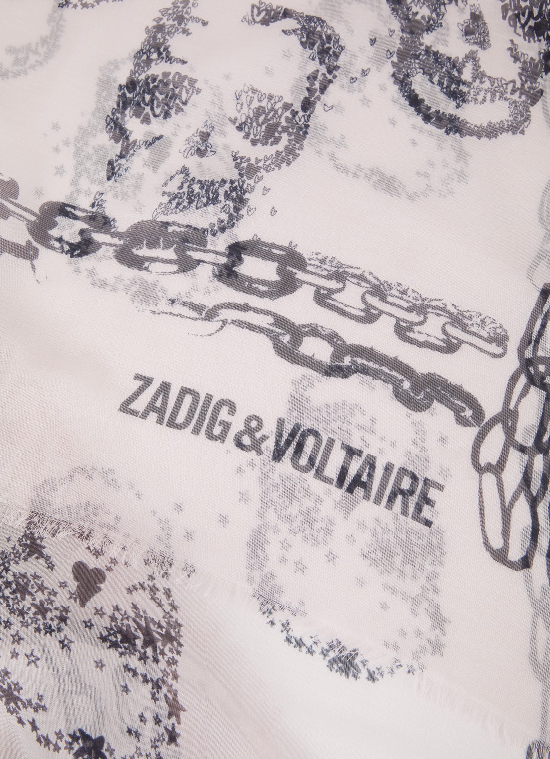 Zadig&Voltaire Kerry sjaal met print en franjes 135 x 135 cm - detail 2 oudroze