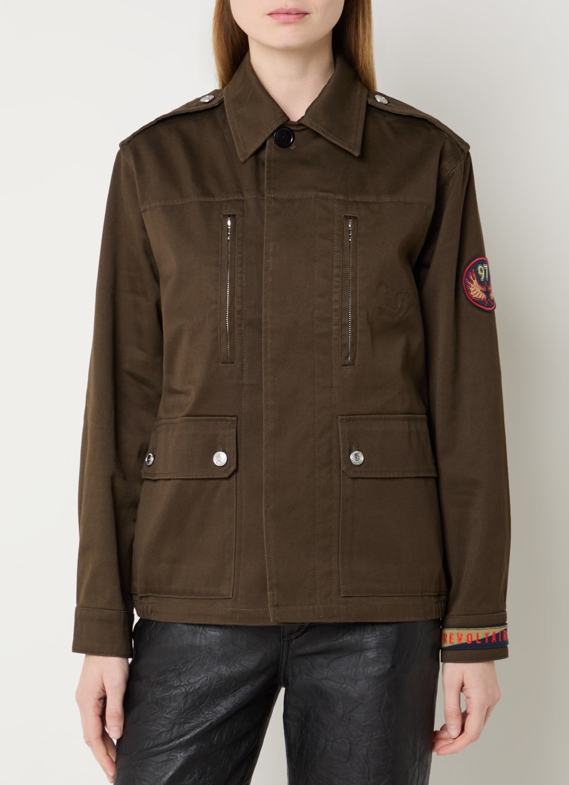 Zadig&Voltaire Kid jack met klepzakken en logoborduring - detail bruin