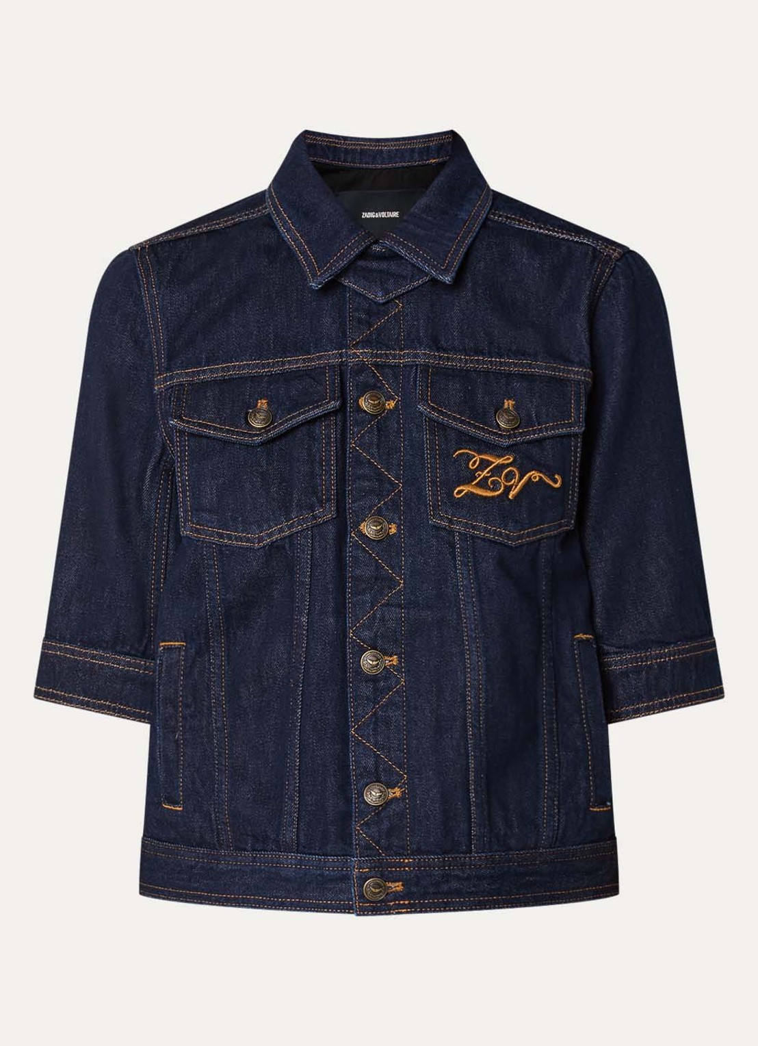 Zadig&Voltaire Kyo spijkerjas met borst- en steekzakken - voorkant 2 indigo
