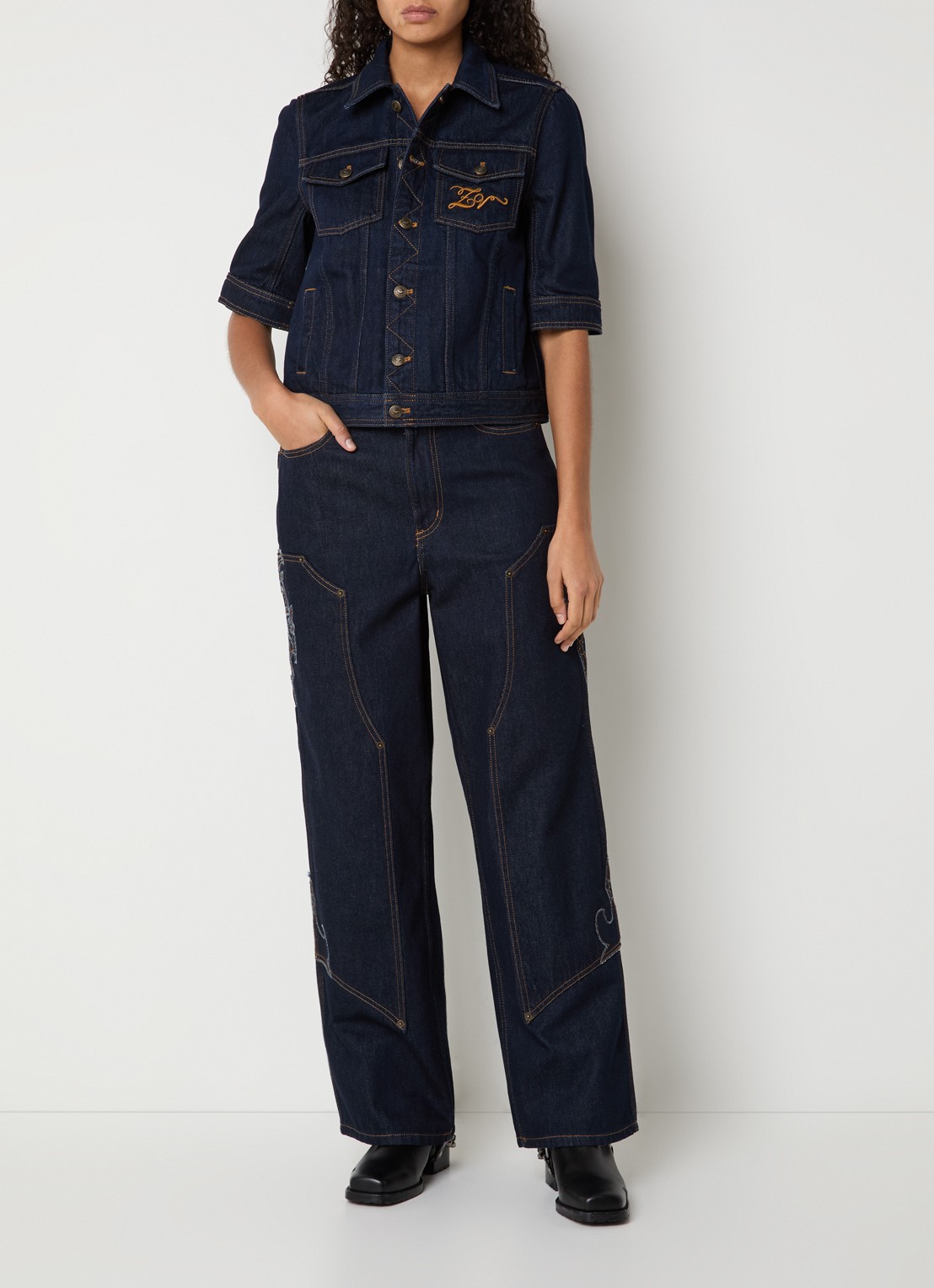 Zadig&Voltaire Kyo spijkerjas met borst- en steekzakken - voorkant 3 indigo